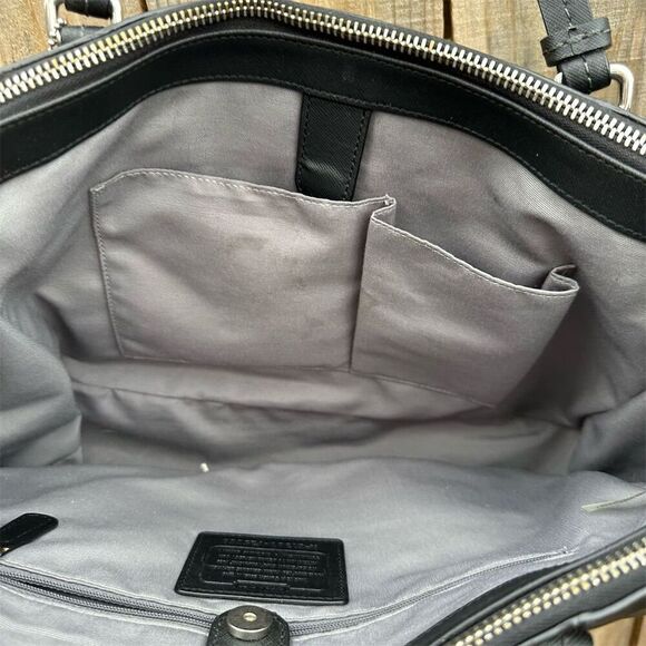 Coach Peyton Leather Double Zip Carryall Tote Bag Black Large - Picture 4 of 12